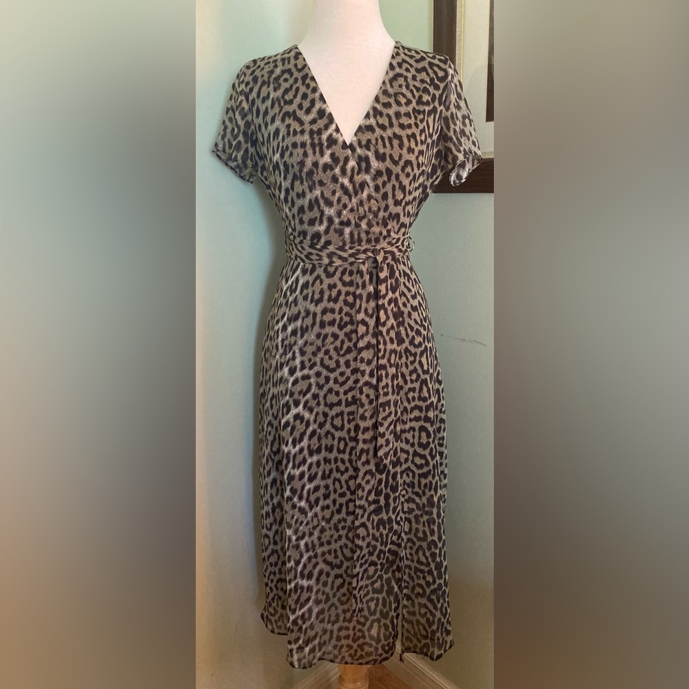 Topshop animal print leopard Dress cutout petite 6